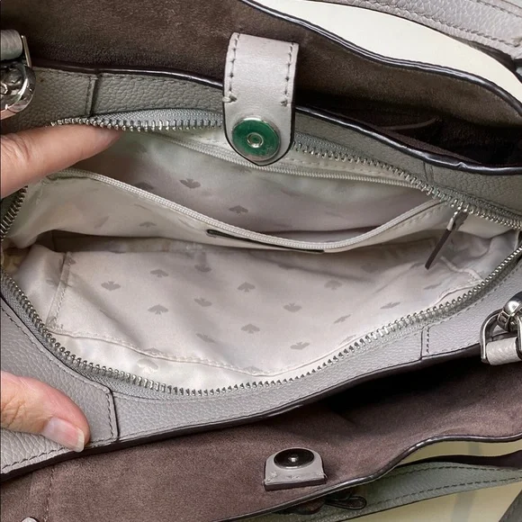 Kate Spade Talia Small‎ Triple Compartment Satchel Shoulder Bag Soft Taupe - Picture 9 of 13